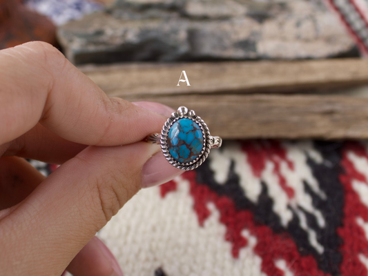 Stamped Band Egyptian Turquoise Ring