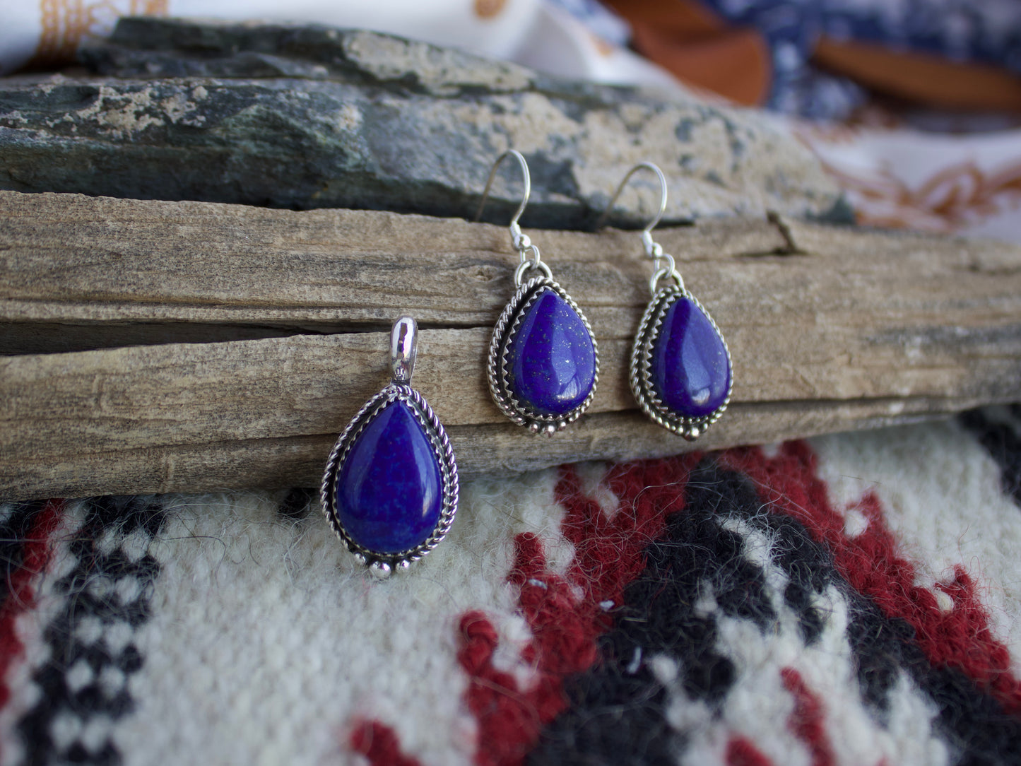 Lapis Dangle Earring and Pendant Set