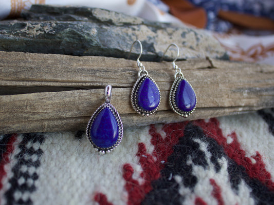 Lapis Dangle Earring and Pendant Set