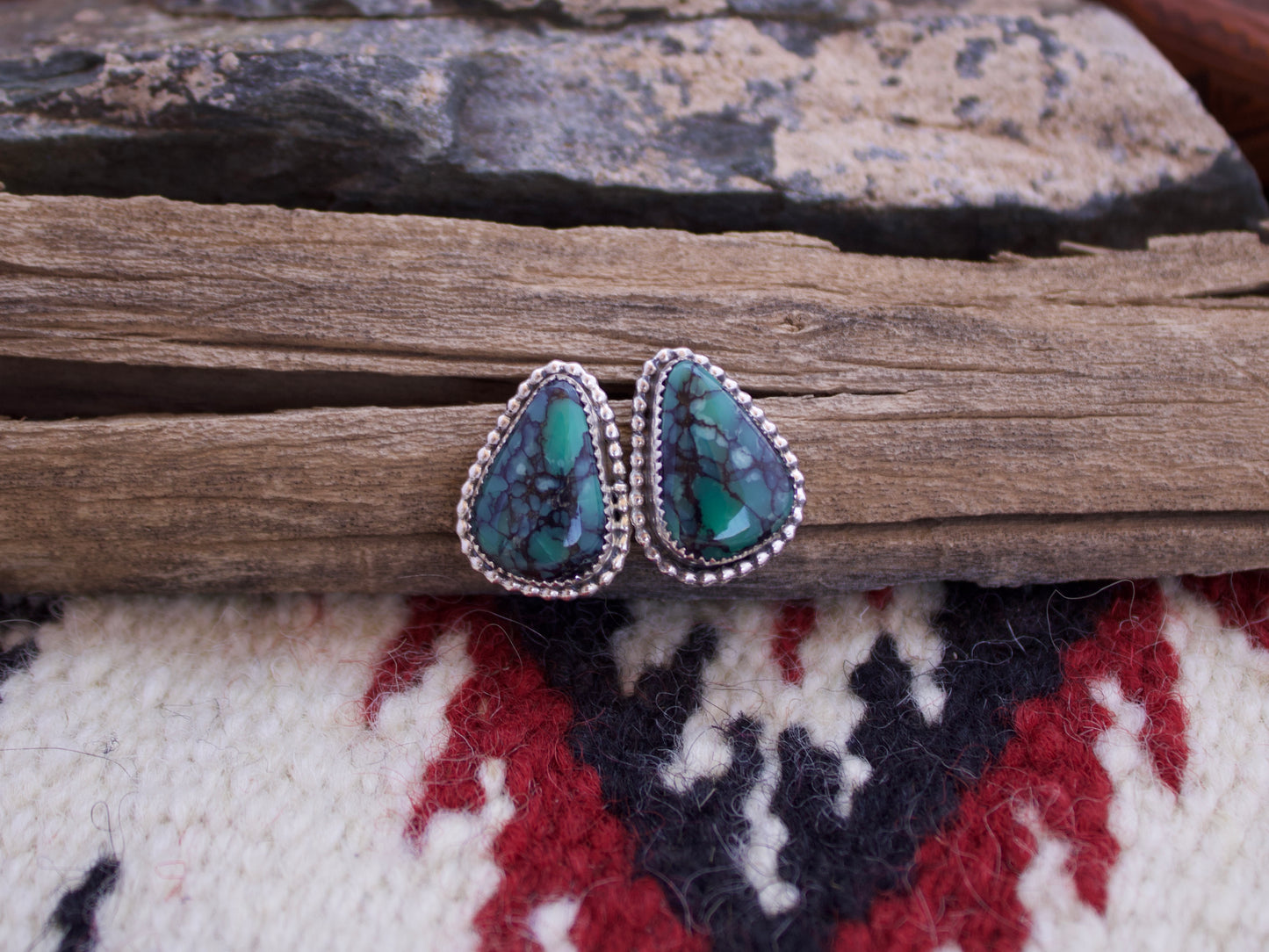 Emerald Rose Variscite Post Earrings