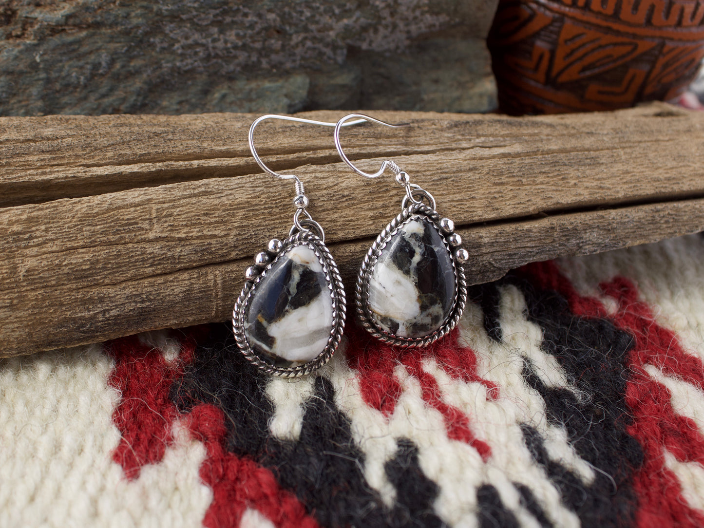 White Buffalo Dangle Earrings